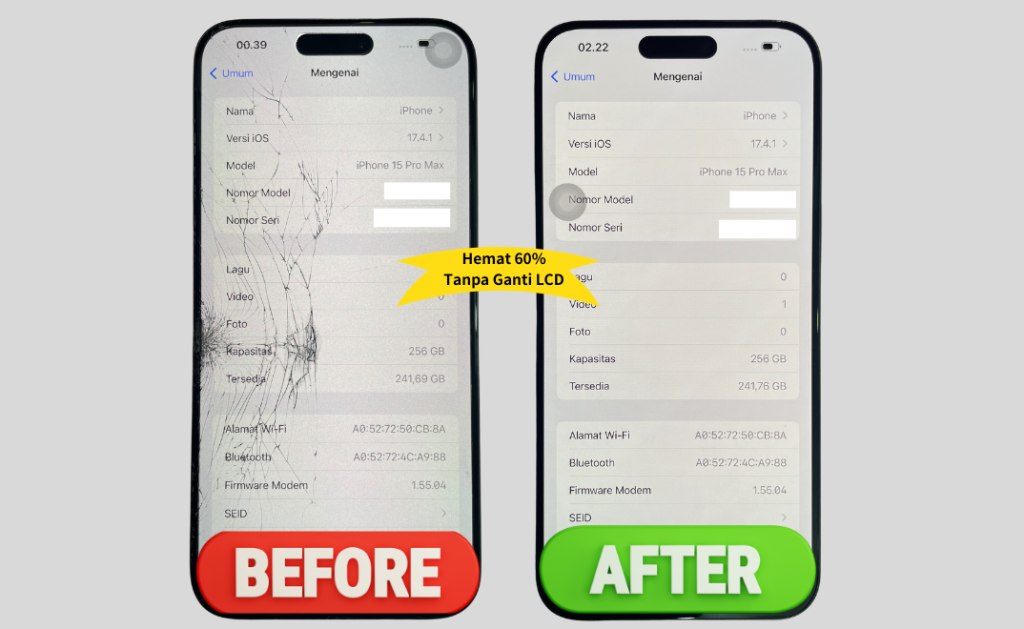 ganti kaca iphone 15 pro max